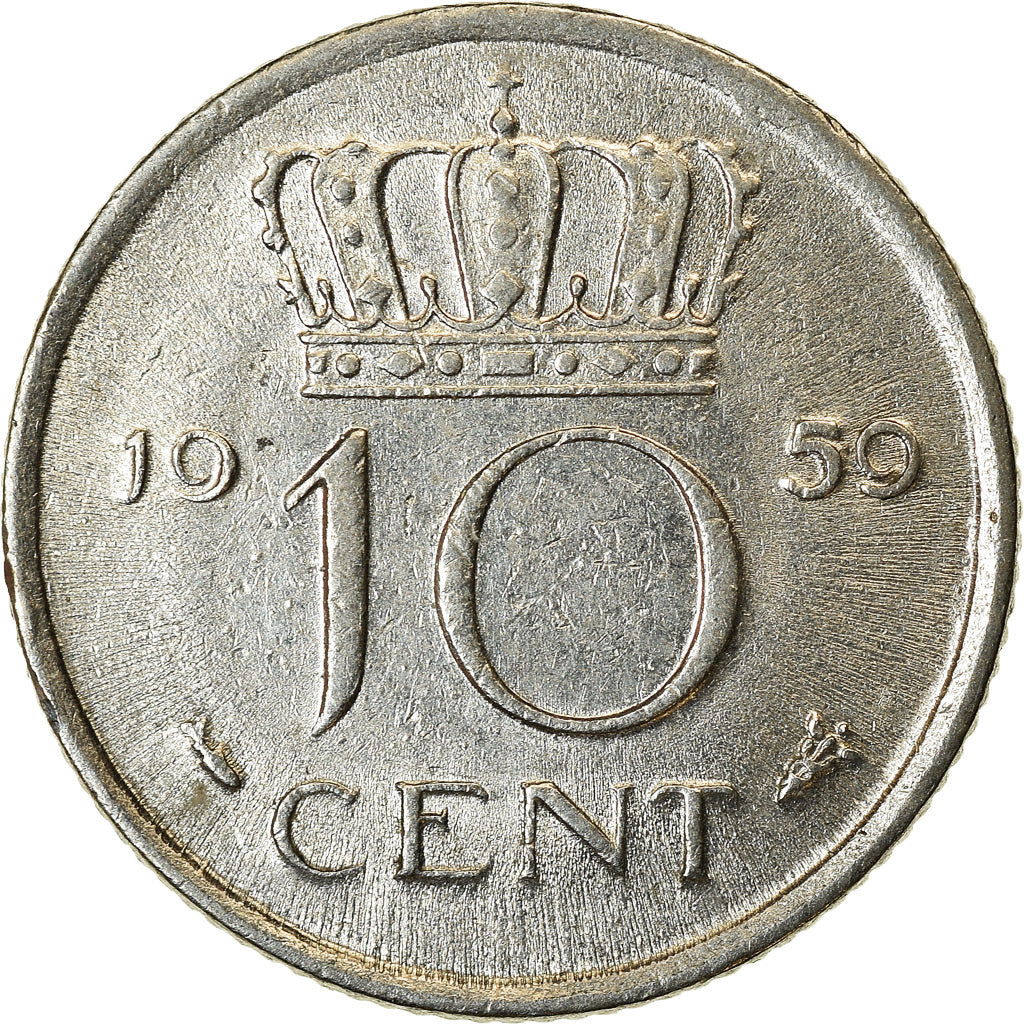 Monnaie, Pays-Bas, Juliana, 10 Cents, 1959, TTB, Nickel, KM:182
