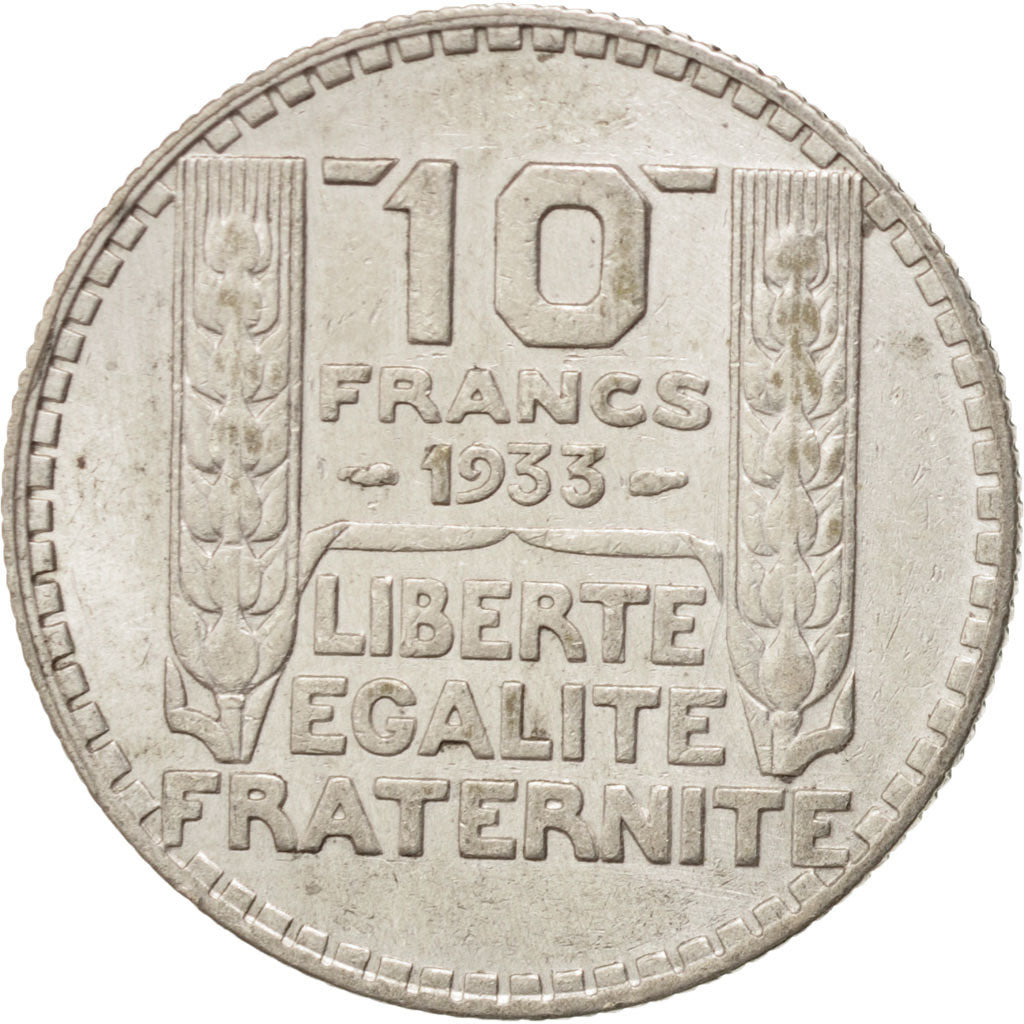 FRANCE, Turin, 10 Francs, 1933, Paris, KM #878, AU(50-53), Silver, 28, Gadoury..