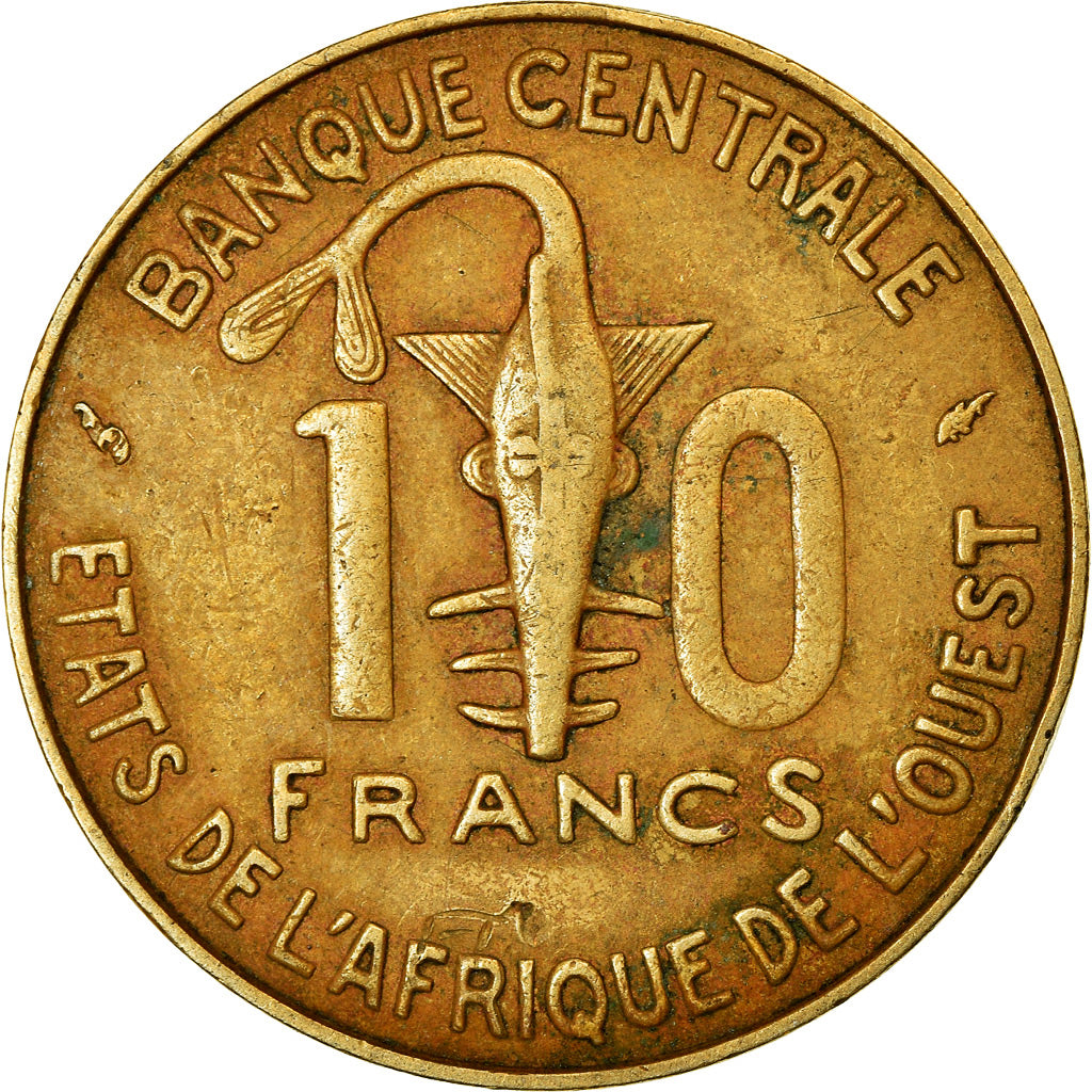 Monnaie, West African States, 10 Francs, 1986, TTB, Aluminum-Bronze, KM:10