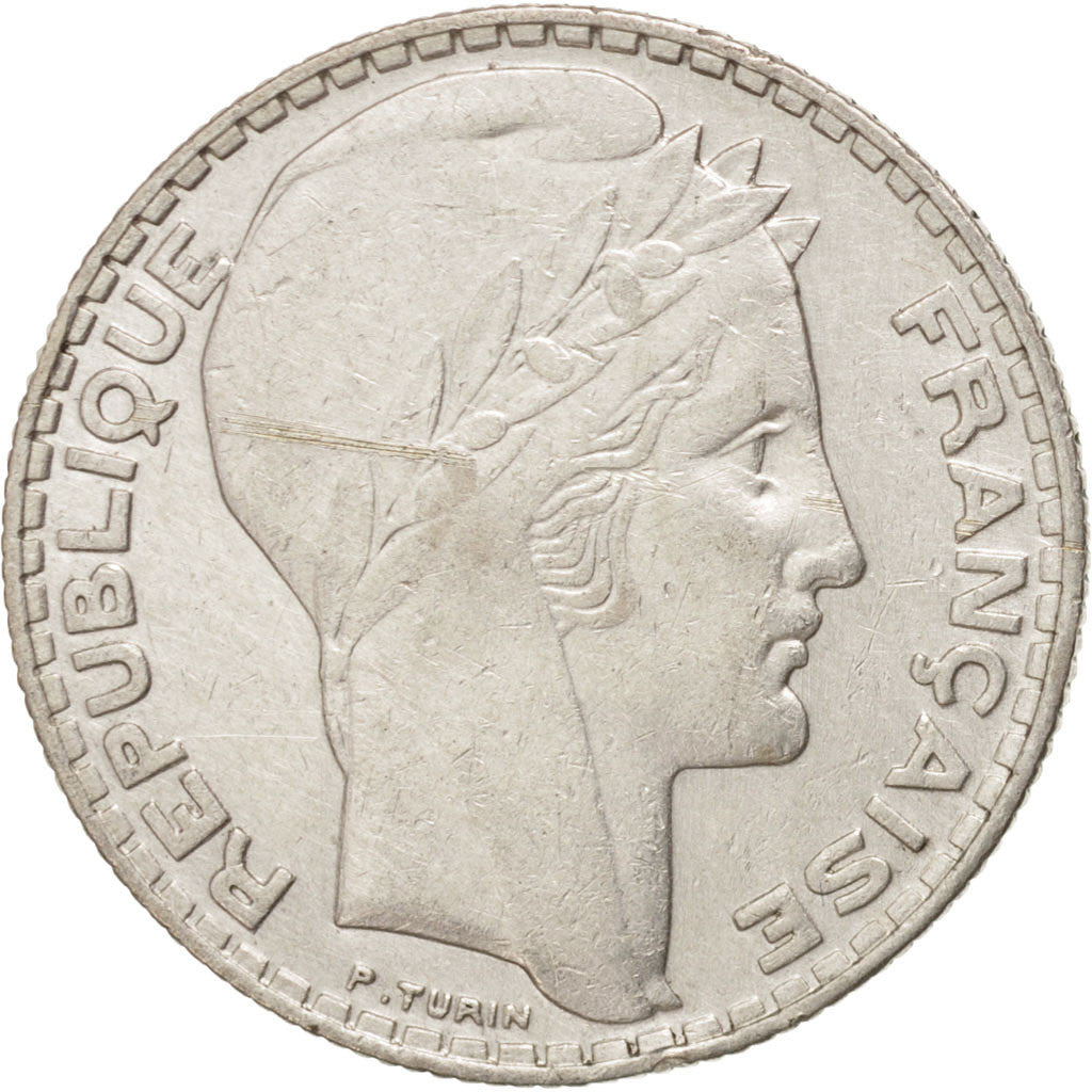FRANCE, Turin, 10 Francs, 1933, Paris, KM #878, AU(50-53), Silver, 28, Gadoury..