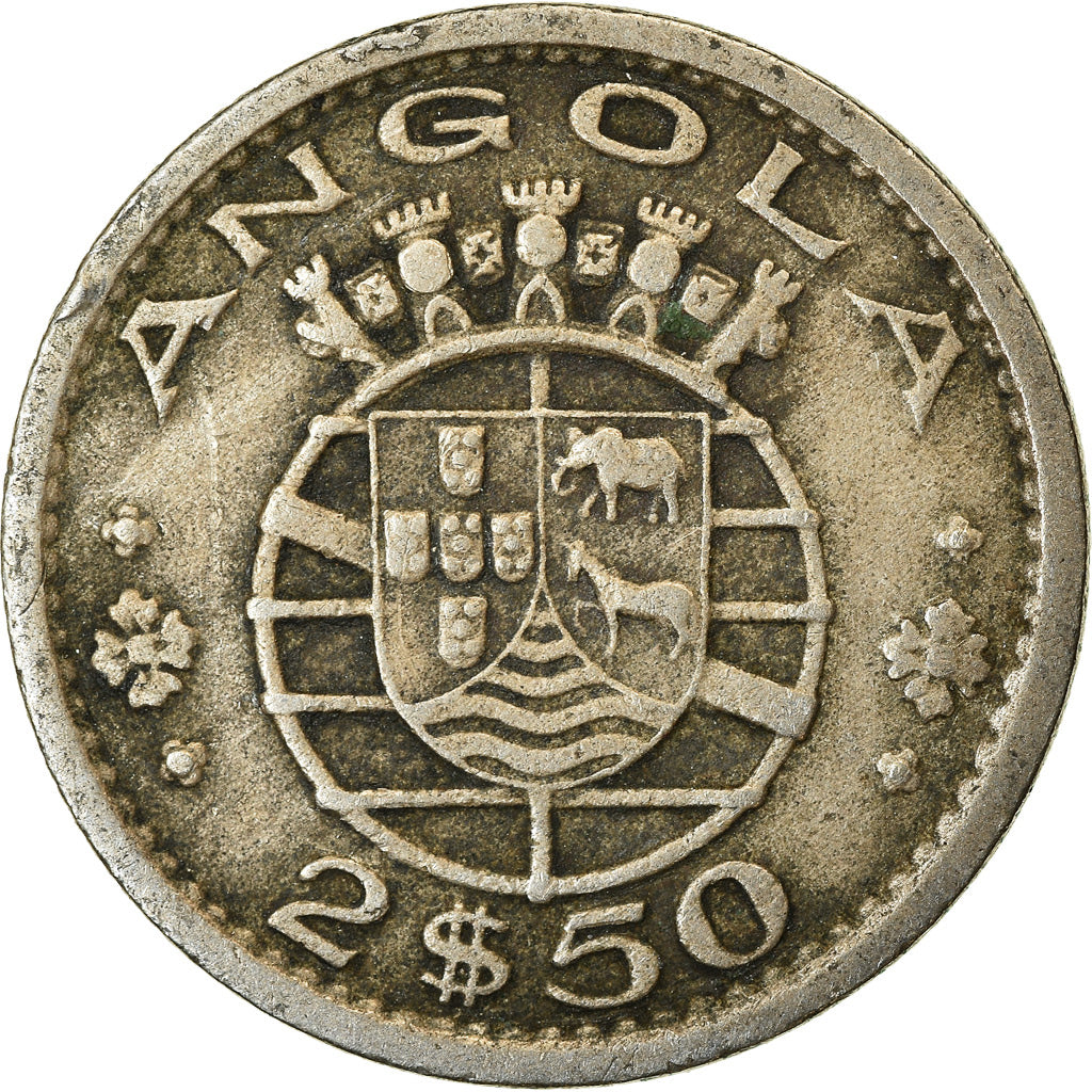 Coin, Angola, 2-1/2 Escudos, 1956, EF(40-45), Copper-nickel, KM:77