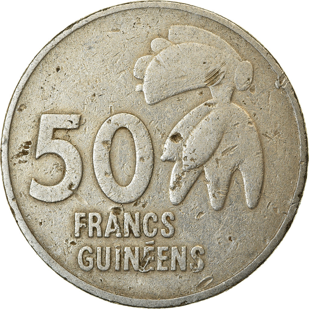 Moneta, Guinea, 50 Francs, 1994, BB, Rame-nichel, KM:63