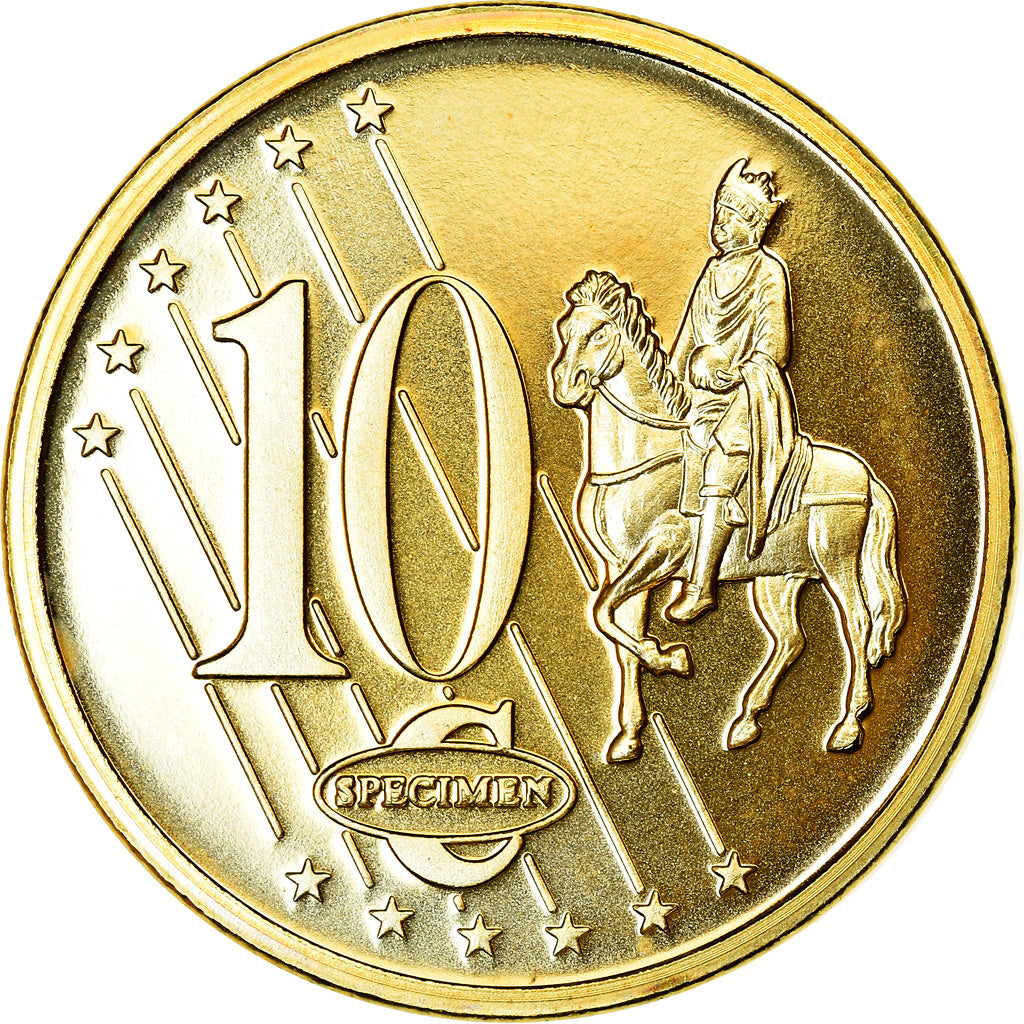 Denmark, 10 Euro Cent, 2002, unofficial private coin, MS(63), Brass
