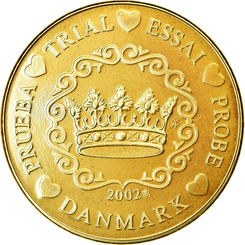 Danimarca, 20 Euro Cent, 2002, unofficial private coin, SPL, Ottone