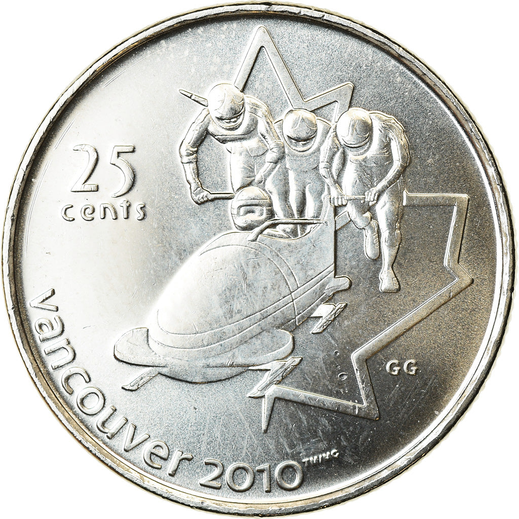 Monnaie, Canada, Elizabeth II, Bobsleigh, 25 Cents, 2008, SUP, Nickel plated