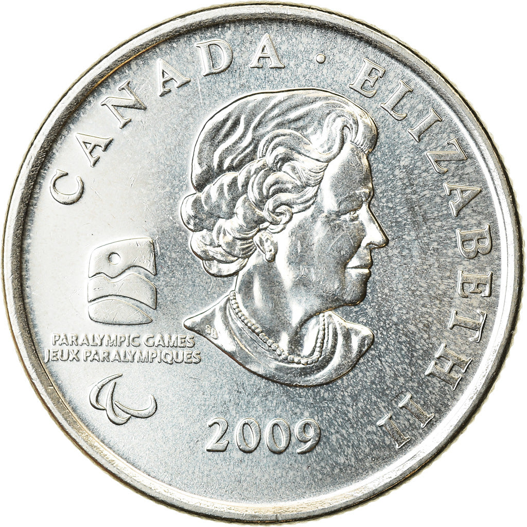 Münze, Kanada, Elizabeth II, Sledge hockey, 25 Cents, 2009, VZ, Nickel plated