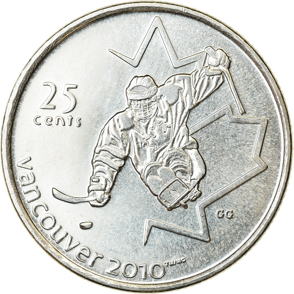 Münze, Kanada, Elizabeth II, Sledge hockey, 25 Cents, 2009, VZ, Nickel plated