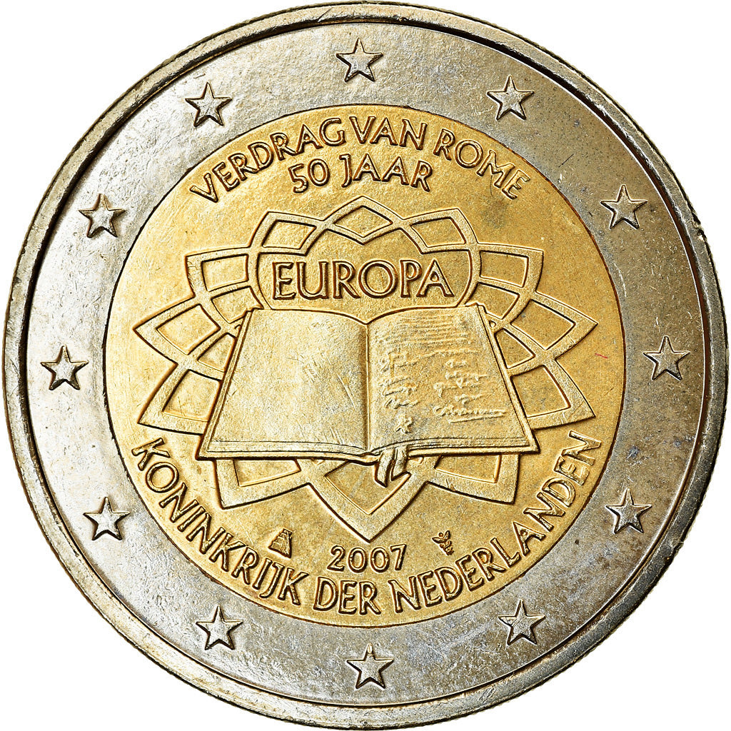 Países Baixos, 2 Euro, Traité de Rome 50 ans, 2007, AU(55-58), Bimetálico