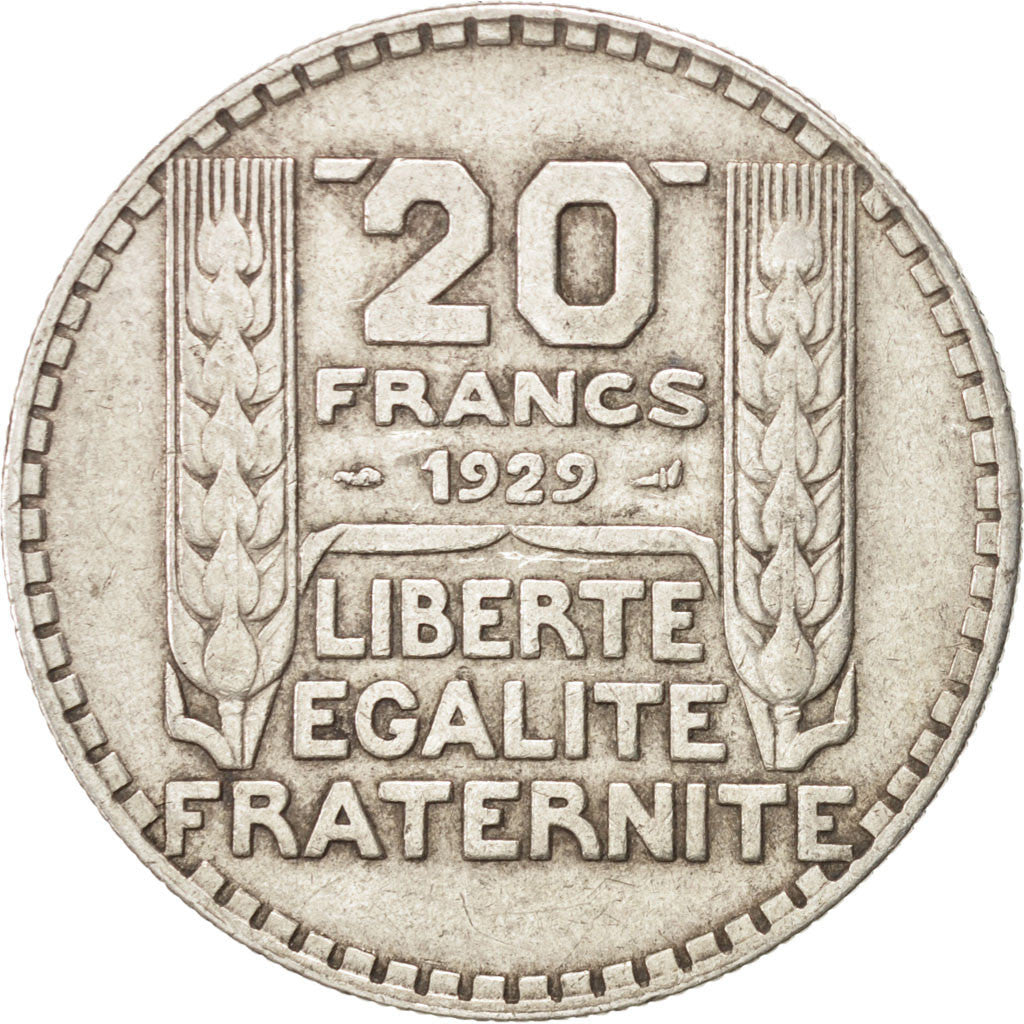 FRANCE, Turin, 20 Francs, 1929, Paris, KM #879, VF(30-35), Silver, 35, Gadoury..