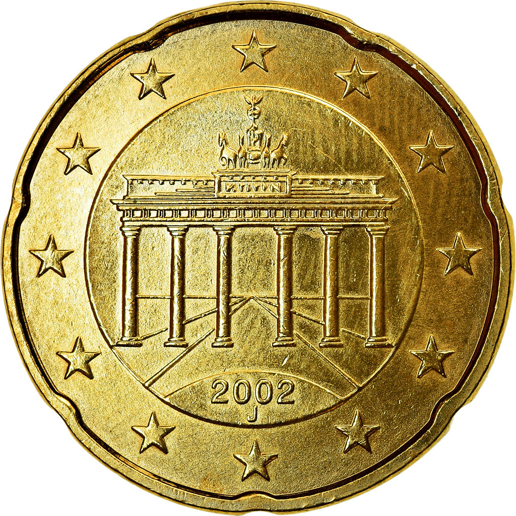 Bundesrepublik Deutschland, 20 Euro Cent, 2002, SS, Messing, KM:211