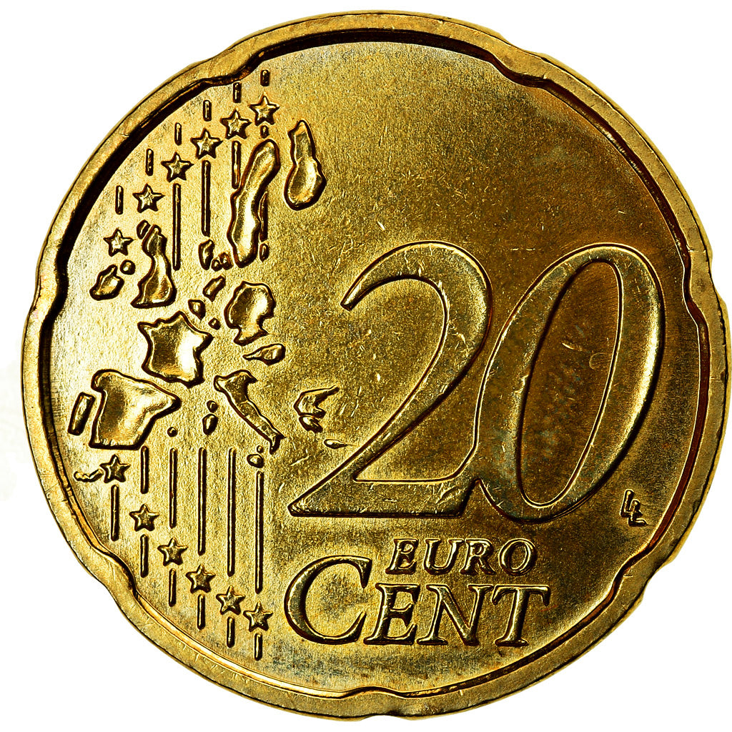 Bundesrepublik Deutschland, 20 Euro Cent, 2002, SS, Messing, KM:211