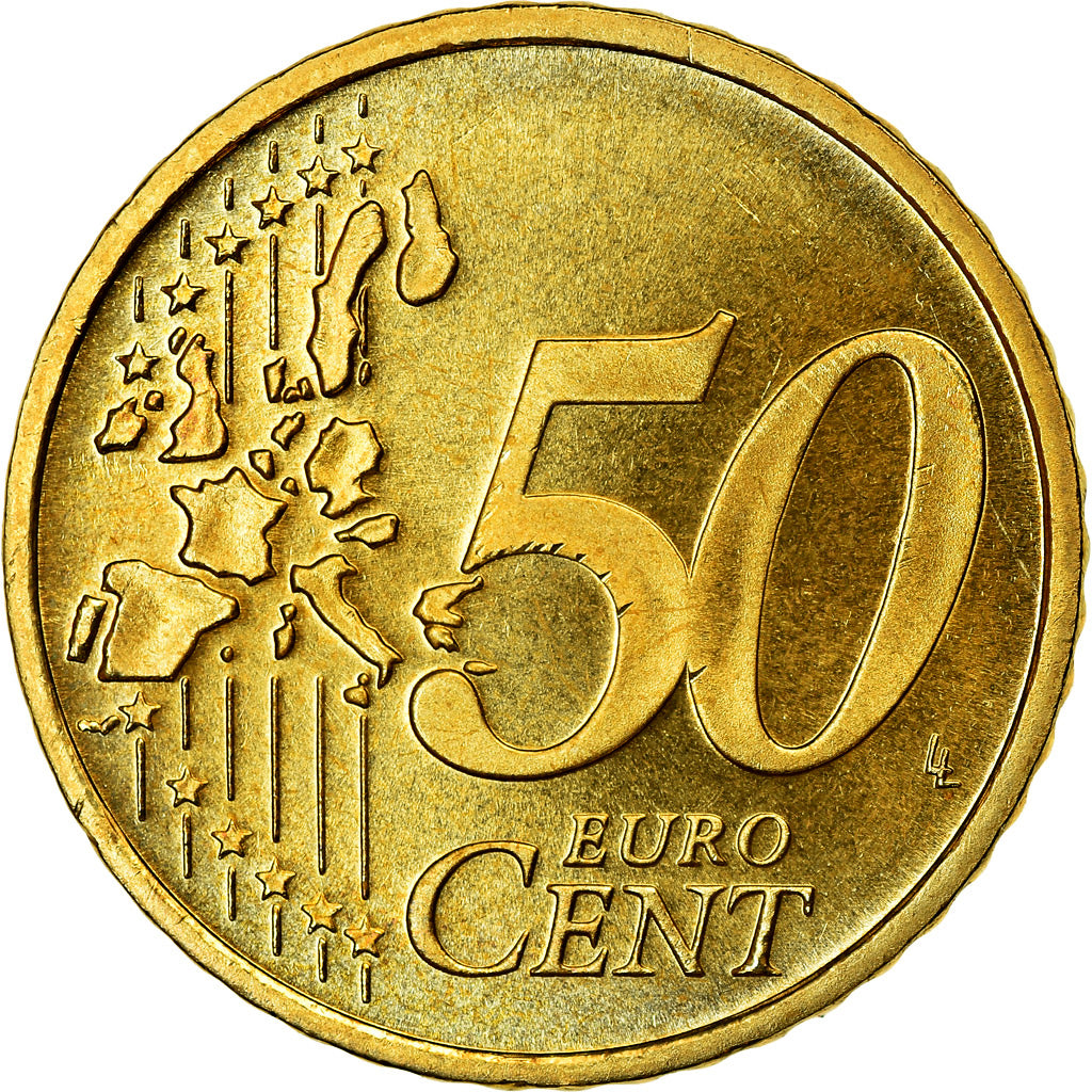 GERMANIA - REPUBBLICA FEDERALE, 50 Euro Cent, 2002, SPL-, Ottone, KM:212