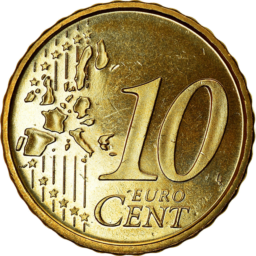 Spain, 10 Euro Cent, 2004, AU(55-58), Brass, KM:1043