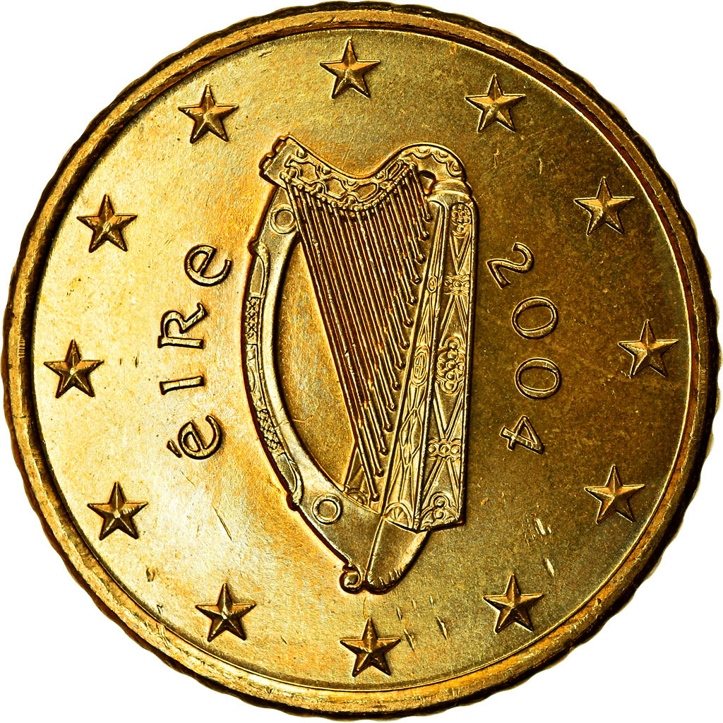 IRELAND REPUBLIC, 50 Euro Cent, 2004, EF(40-45), Brass, KM:37