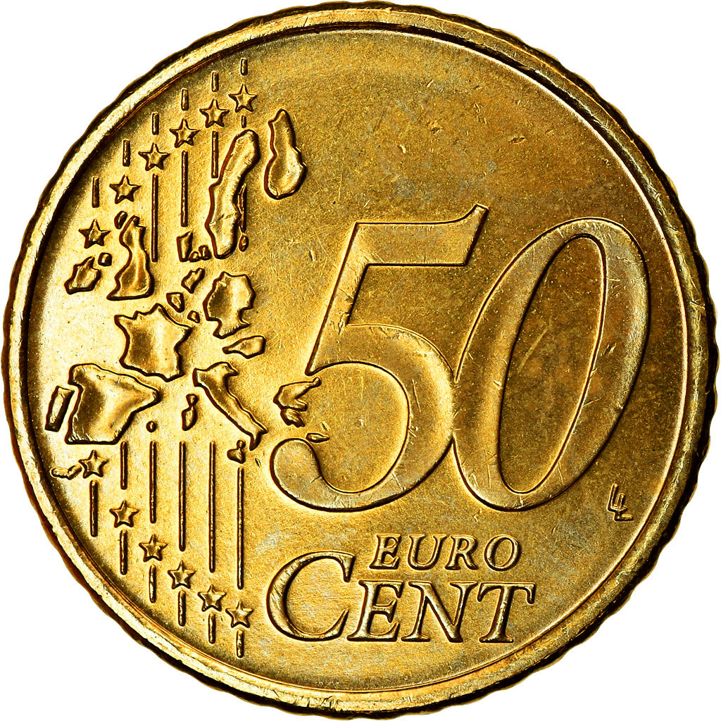 IRELAND REPUBLIC, 50 Euro Cent, 2004, EF(40-45), Brass, KM:37