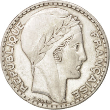FRANCE, Turin, 20 Francs, 1938, Paris, KM #879, EF(40-45), Silver, 35, Gadoury..