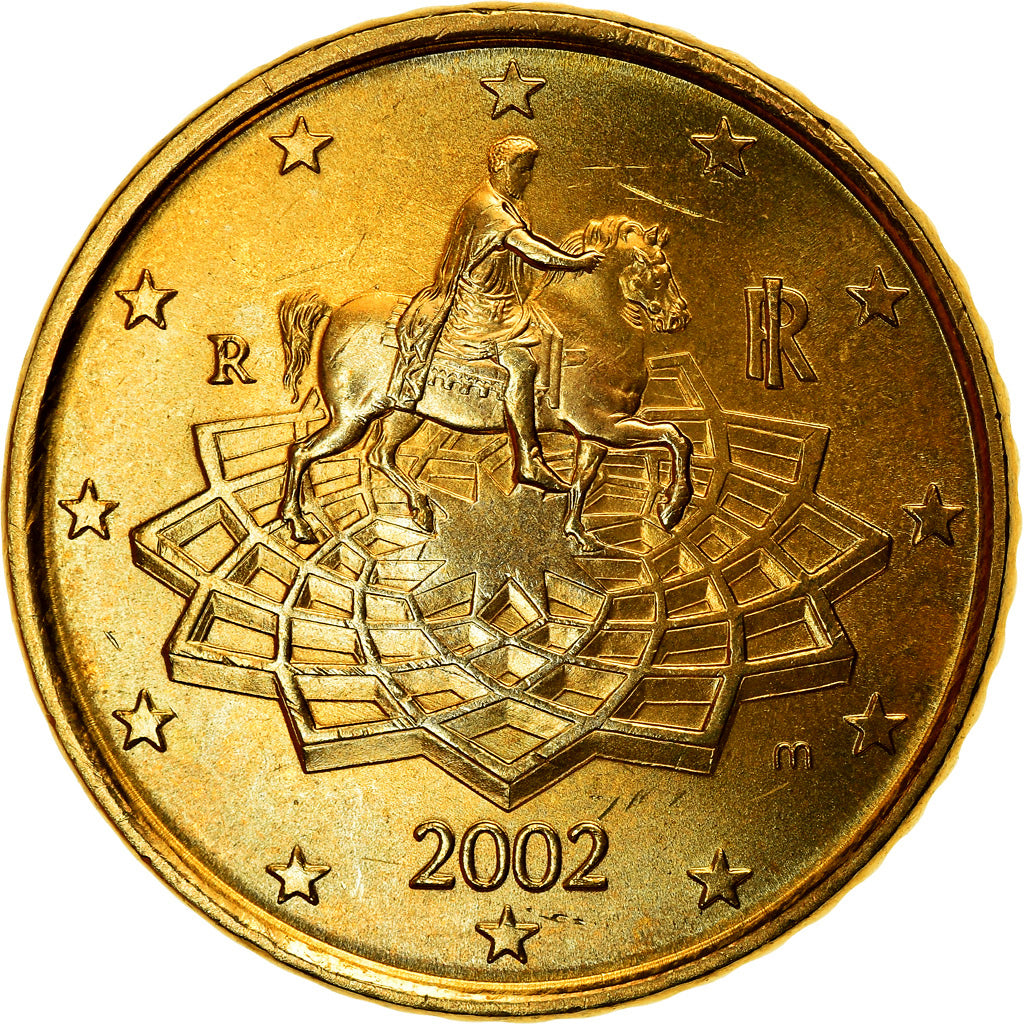 Italy, 50 Euro Cent, 2002, AU(55-58), Brass, KM:215