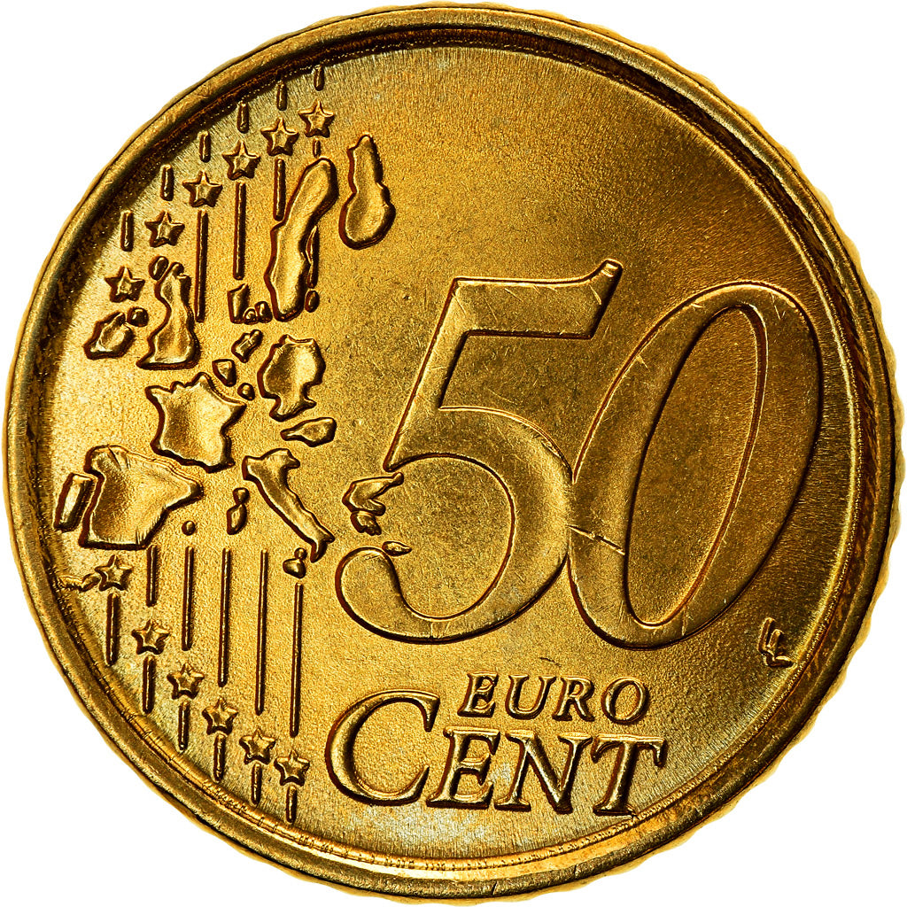 Italy, 50 Euro Cent, 2002, AU(55-58), Brass, KM:215