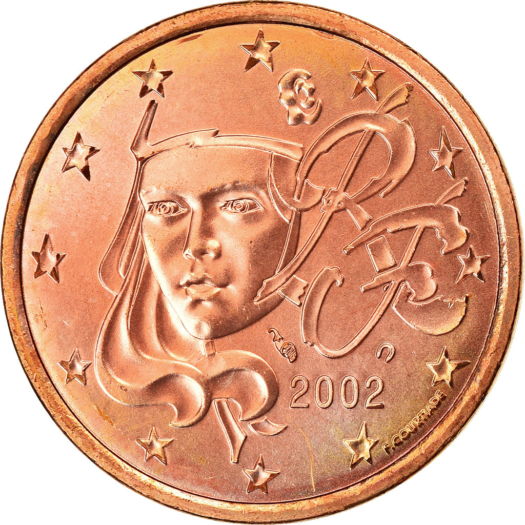 Francia, 5 Euro Cent, 2002, SPL-, Acciaio placcato rame, KM:1284