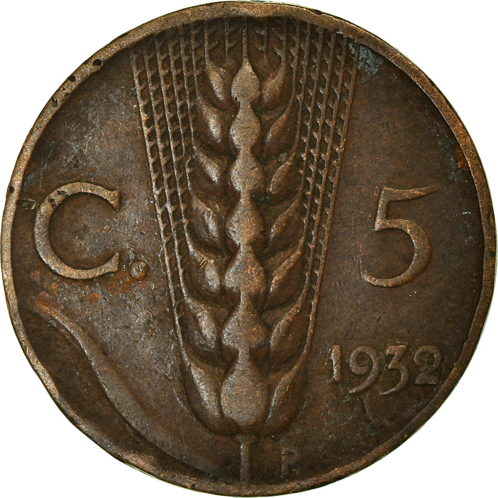 Moeda, Itália, Vittorio Emanuele III, 5 Centesimi, 1932, Rome, VF(20-25)