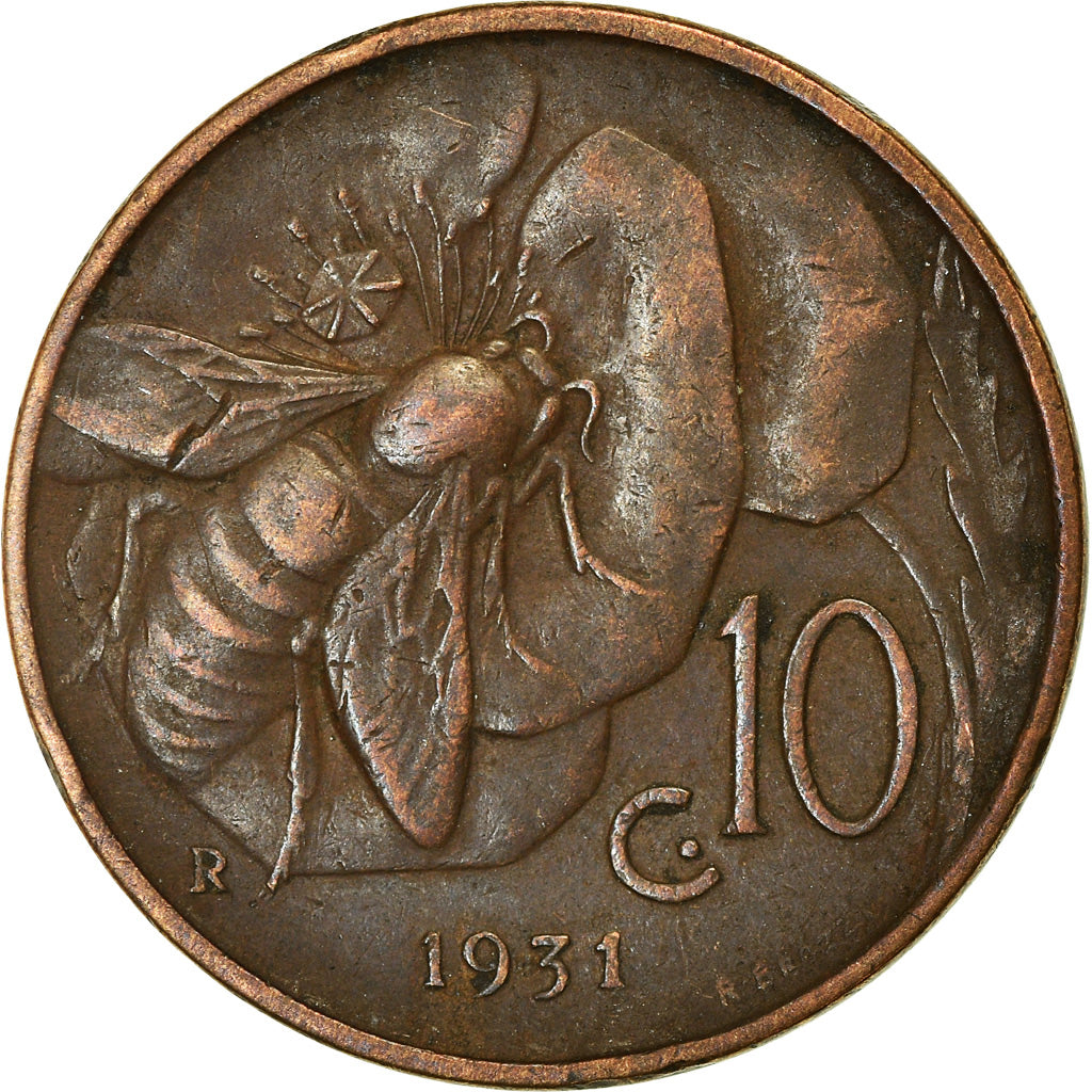 Moneta, Włochy, Vittorio Emanuele III, 10 Centesimi, 1931, Rome, VF(30-35)