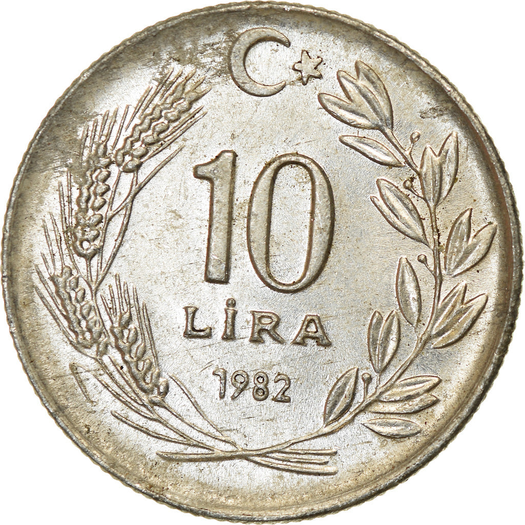 Coin, Turkey, 10 Lira, 1982, EF(40-45), Aluminum, KM:950.1