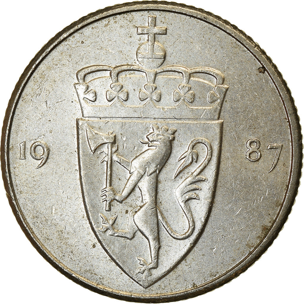 Münze, Norwegen, Olav V, 50 Öre, 1987, SS, Copper-nickel, KM:418