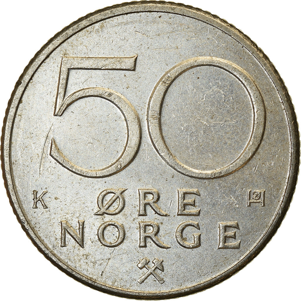 Münze, Norwegen, Olav V, 50 Öre, 1987, SS, Copper-nickel, KM:418