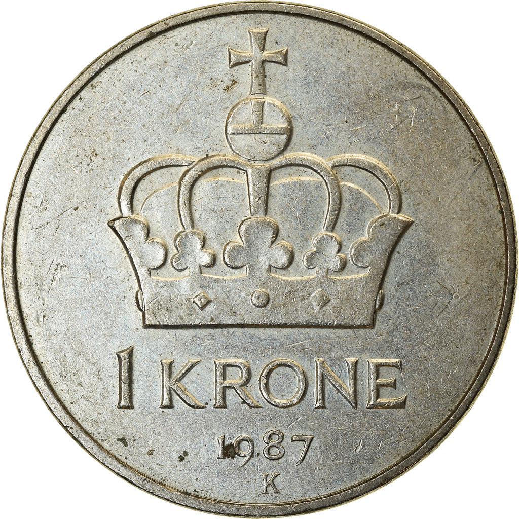 Munten, Noorwegen, Olav V, Krone, 1987, ZF, Copper-nickel, KM:419