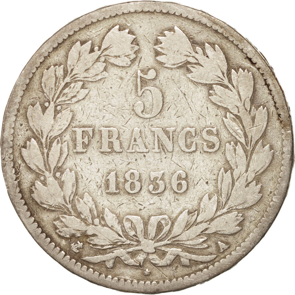 Monnaie, France, Louis-Philippe, 5 Francs, 1836, Paris, TB, Argent, KM:749.1