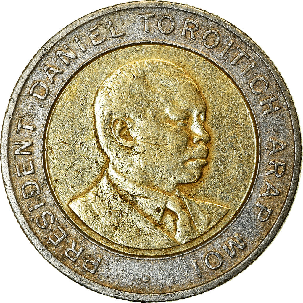 Moneda, Kenia, 5 Shillings, 1997, British Royal Mint, BC+, Bimetálico, KM:30
