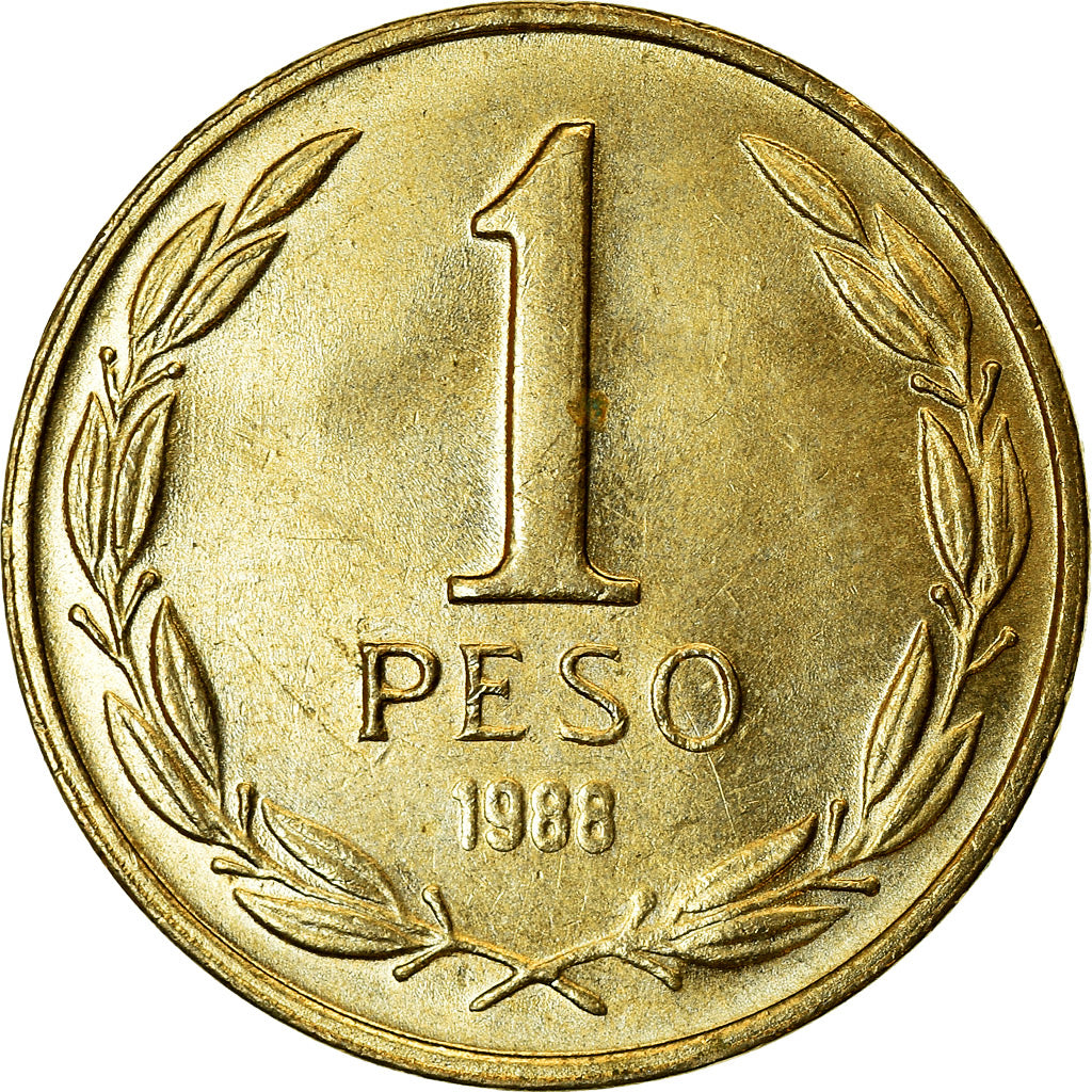 Moneda, Chile, Peso, 1988, MBC, Aluminio - bronce, KM:216.2