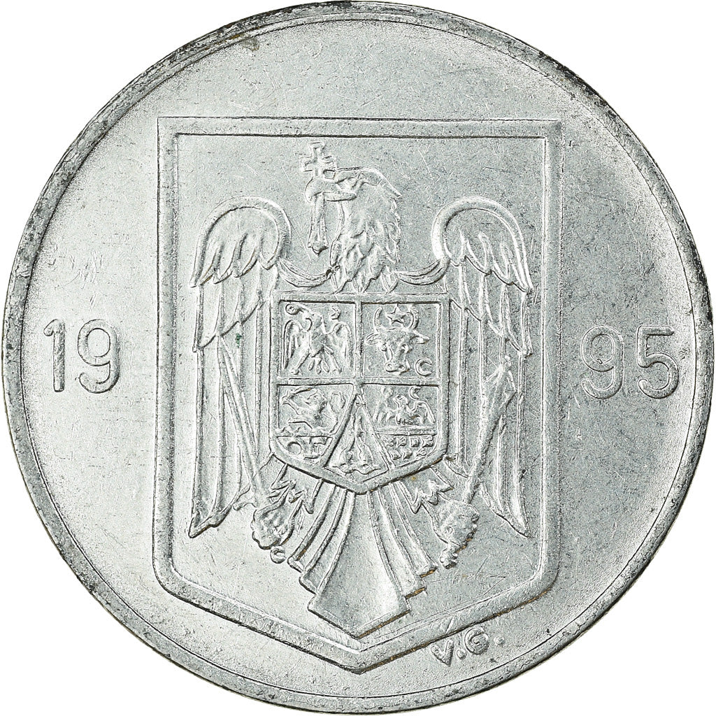 Moneda, Rumanía, 10 Lei, 1995, MBC, Níquel recubierto de acero, KM:116