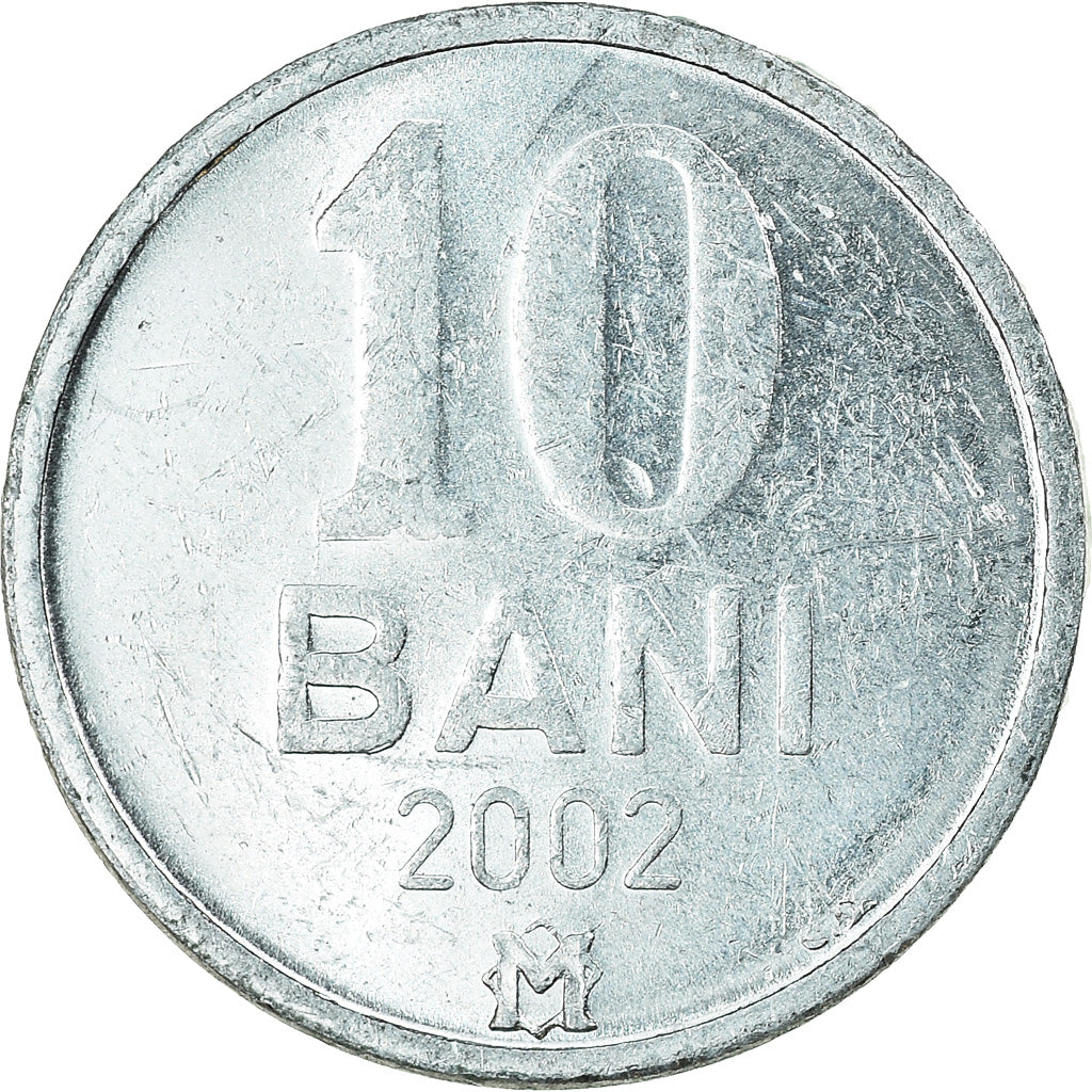 Coin, Moldova, 10 Bani, 2002, EF(40-45), Aluminum, KM:7