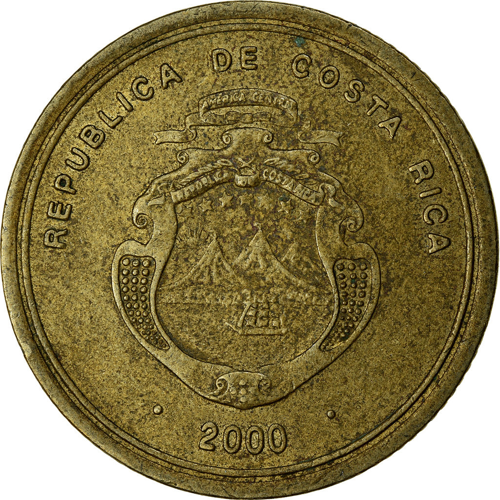 Coin, Costa Rica, 100 Colones, 2000, EF(40-45), Brass, KM:240