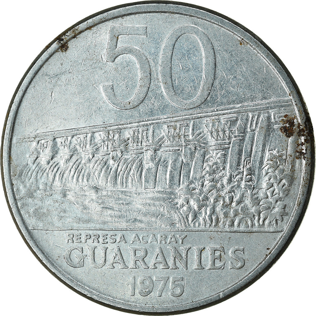 Coin, Paraguay, 50 Guaranies, 1975, EF(40-45), Stainless Steel, KM:154