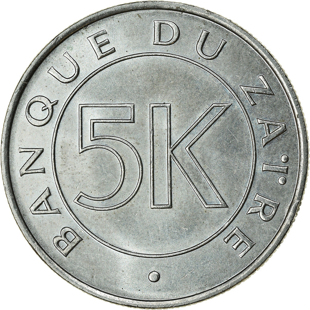 Münze, Zaire, 5 Makuta, 1977, SS, Copper-nickel, KM:12