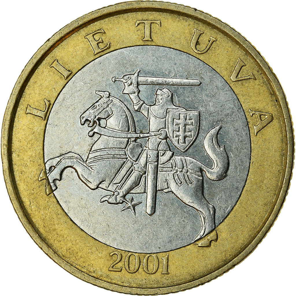 Coin, Lithuania, 2 Litai, 2001, EF(40-45), Bi-Metallic, KM:112