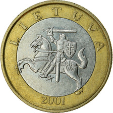 Coin, Lithuania, 2 Litai, 2001, EF(40-45), Bi-Metallic, KM:112