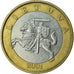 Coin, Lithuania, 2 Litai, 2001, EF(40-45), Bi-Metallic, KM:112