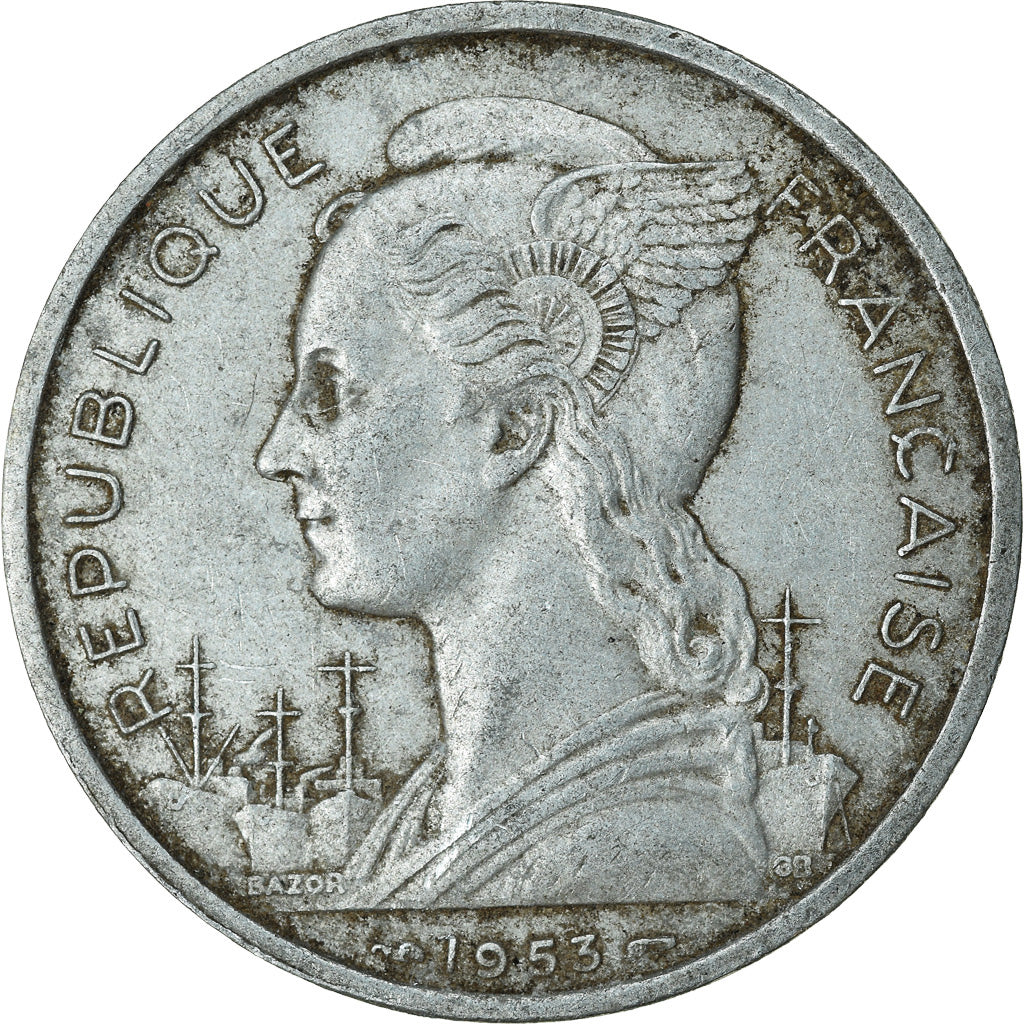 Moneta, Madagascar, 5 Francs, 1953, Paris, BB, Alluminio, KM:5