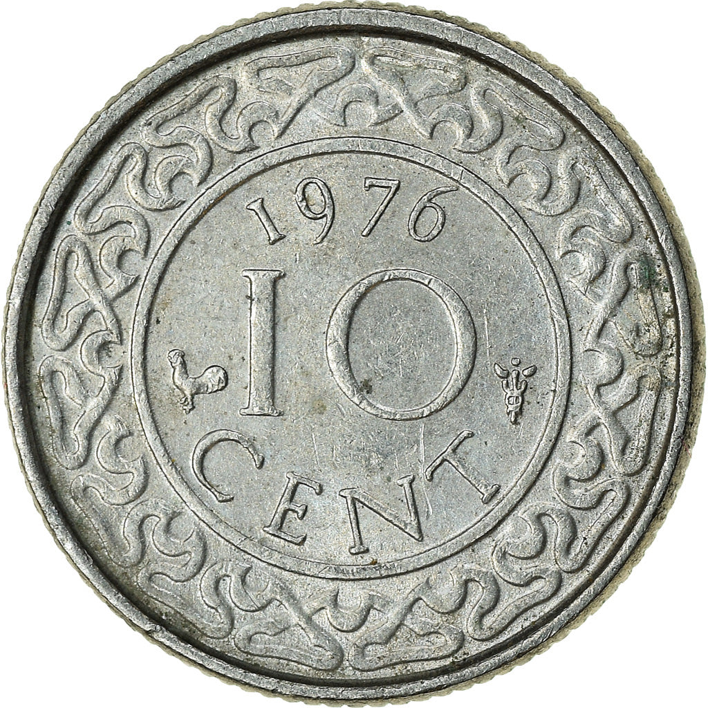 Moneta, Suriname, 10 Cents, 1976, BB, Rame-nichel, KM:13