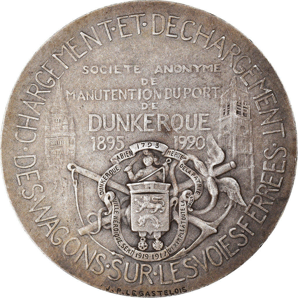 France, Medal, Manutention du Port de Dunkerque, Wagons sur Voie Ferrée