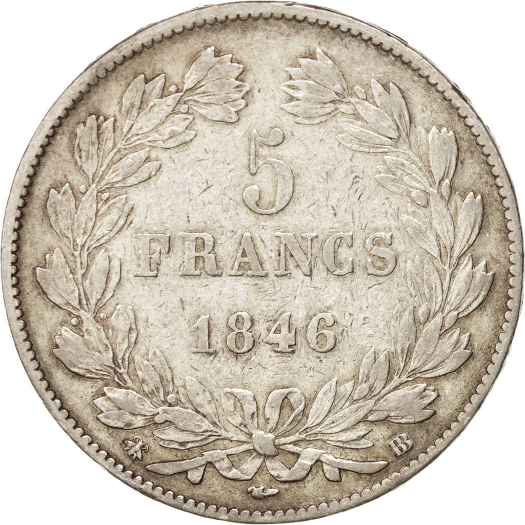 FRANCE, Louis-Philippe, 5 Francs, 1846, Strasbourg, KM #749.3, VF(30-35),...