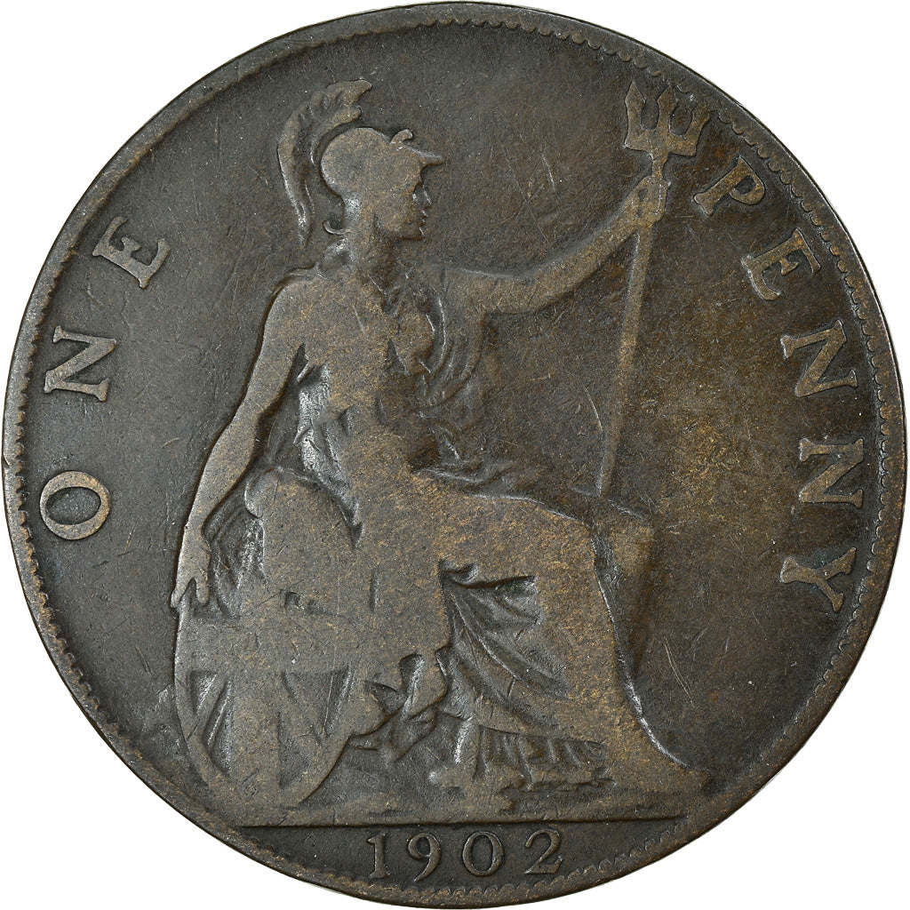 Coin, Great Britain, Edward VII, Penny, 1902, VF(20-25), Bronze, KM:794.2