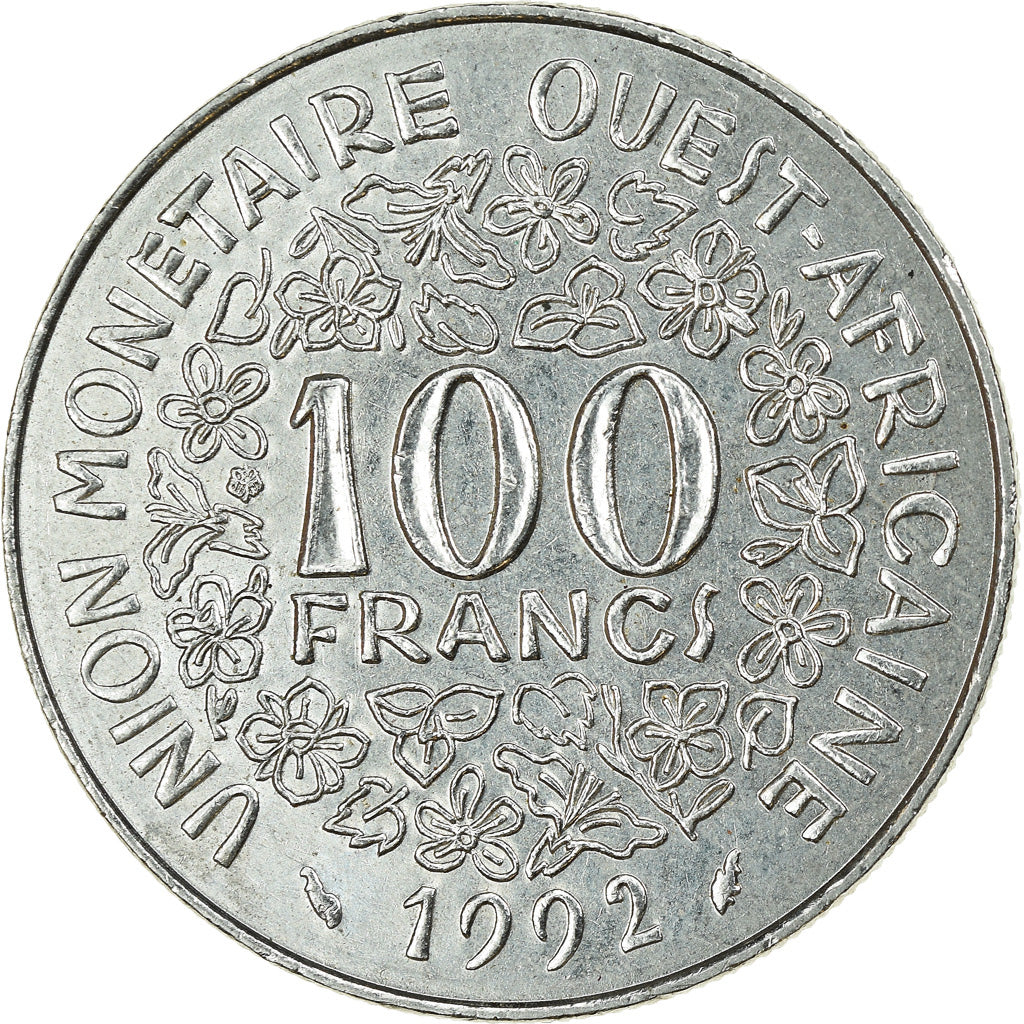Moneda, Estados del África Occidental, 100 Francs, 1992, MBC, Níquel, KM:4