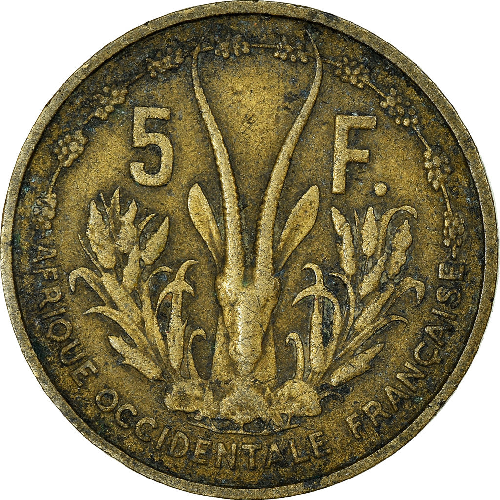 Moneda, África oriental francesa, 5 Francs, 1956, BC+, Aluminio - bronce, KM:5