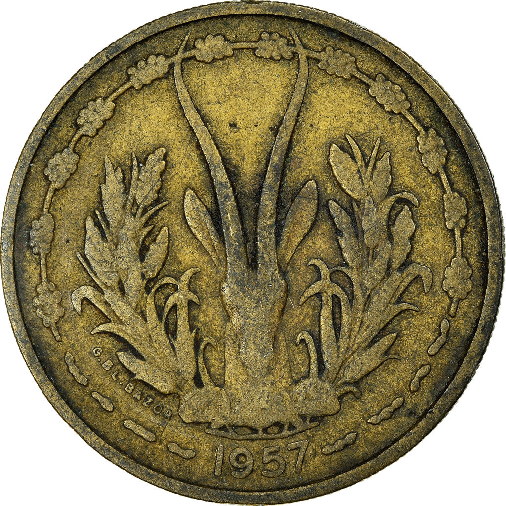 Moeda, África Ocidental Francesa, 25 Francs, 1957, VF(30-35), Alumínio-Bronze