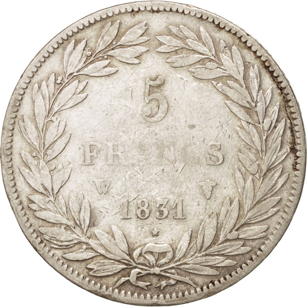 Coin, France, Louis-Philippe, 5 Francs, 1831, Lille, VF(20-25), Silver