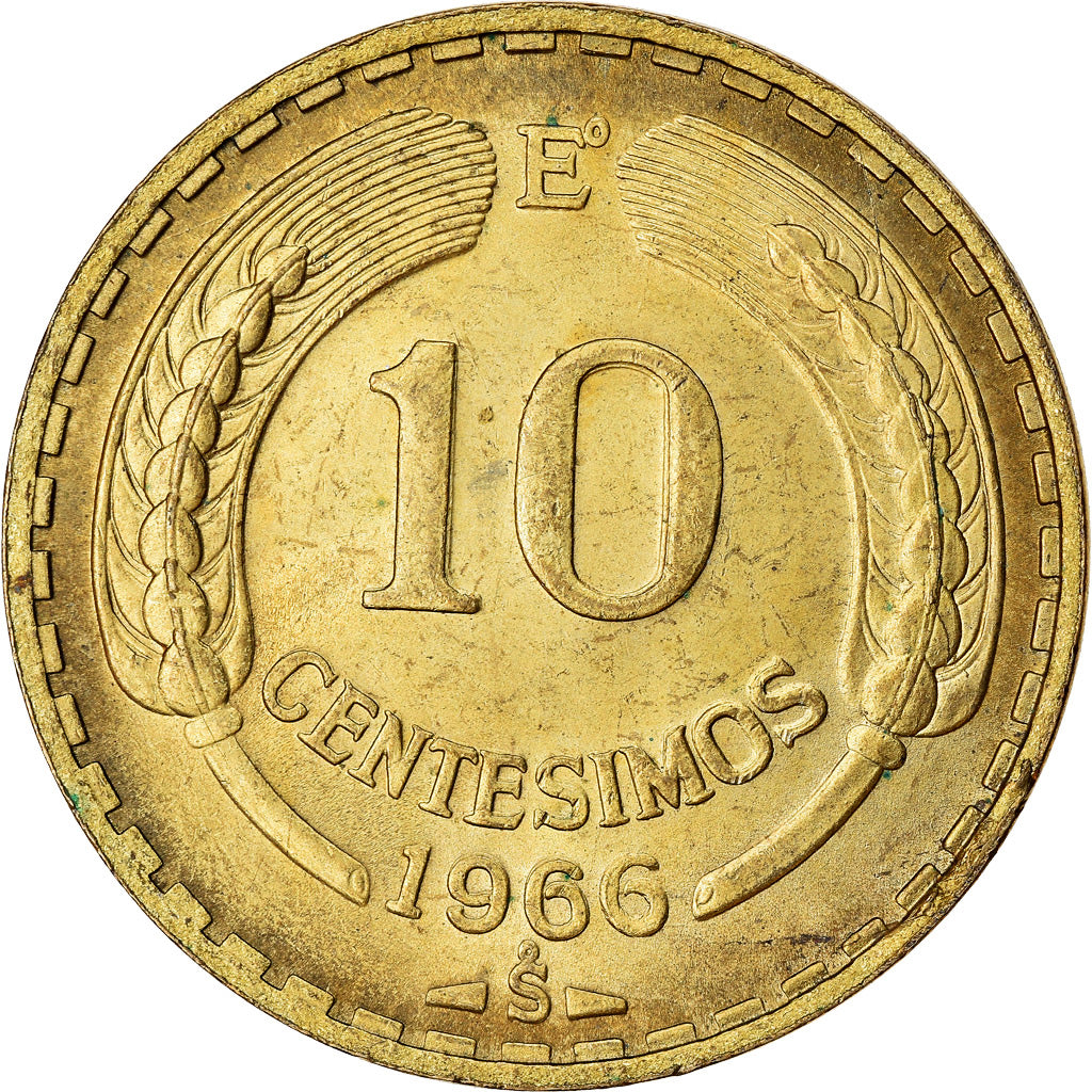 Moneda, Chile, 10 Centesimos, 1966, Santiago, EBC, Aluminio - bronce, KM:191